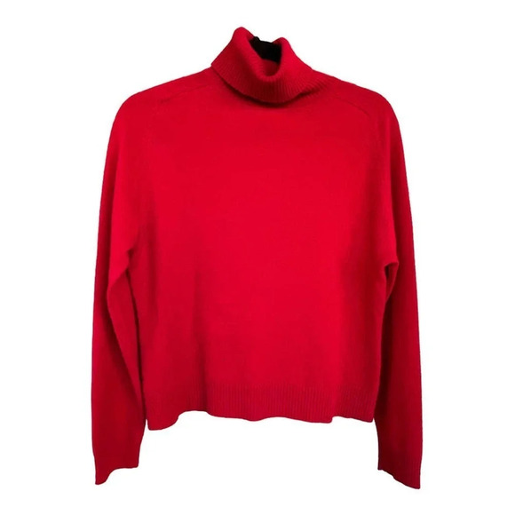 Valerie Separates Women's Red Cashmere Sweater Size Medium Ribbed Turtleneck - Picture 1 of 9